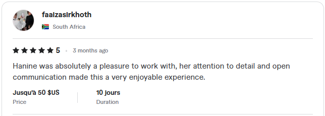 5-star review from Faaiza