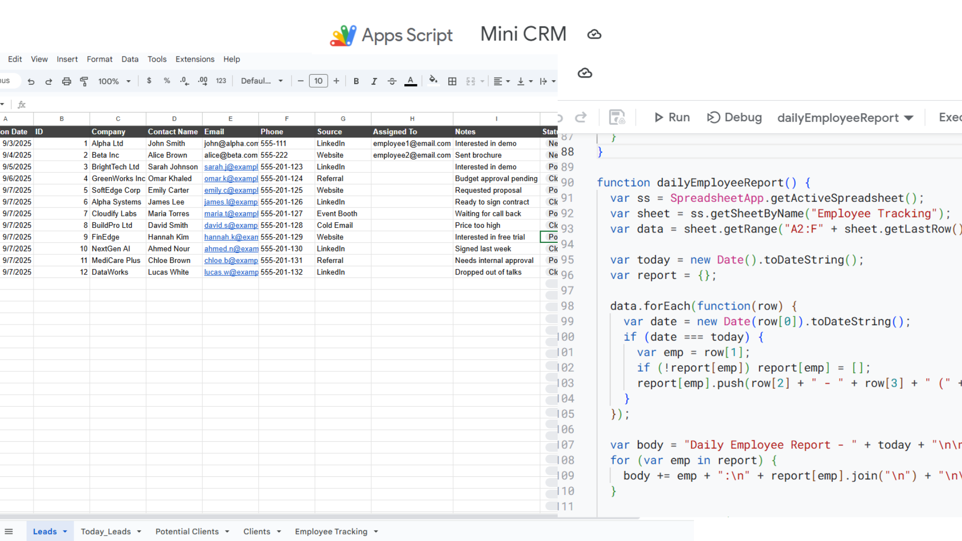 Google Sheets Automation